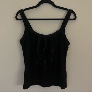 White House Black Market Ruffled Tank Top in Black   Size M
